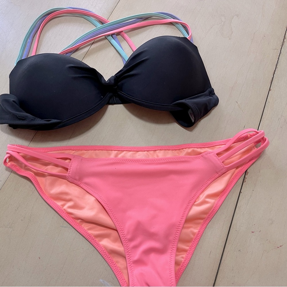 Black and Pink Women's Bikini Set